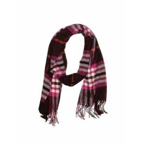 NEW V.FRAAS CASHMINK UNISEX PLAID BURGUNDY PINK SCARF MADE IN GERMANY 72 X 13.5